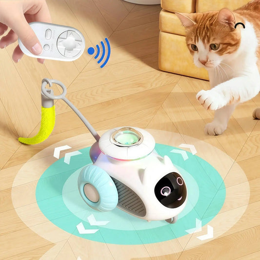 Remote Control Cat Teaser Car – Interactive LED Smart Toy with Tail for Cats