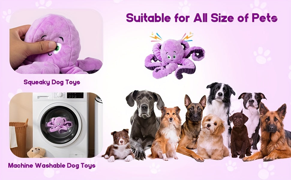 Floppy Squeaky Plush Octopus Dog Toy – Interactive Crinkle Chew for Anxiety Relief