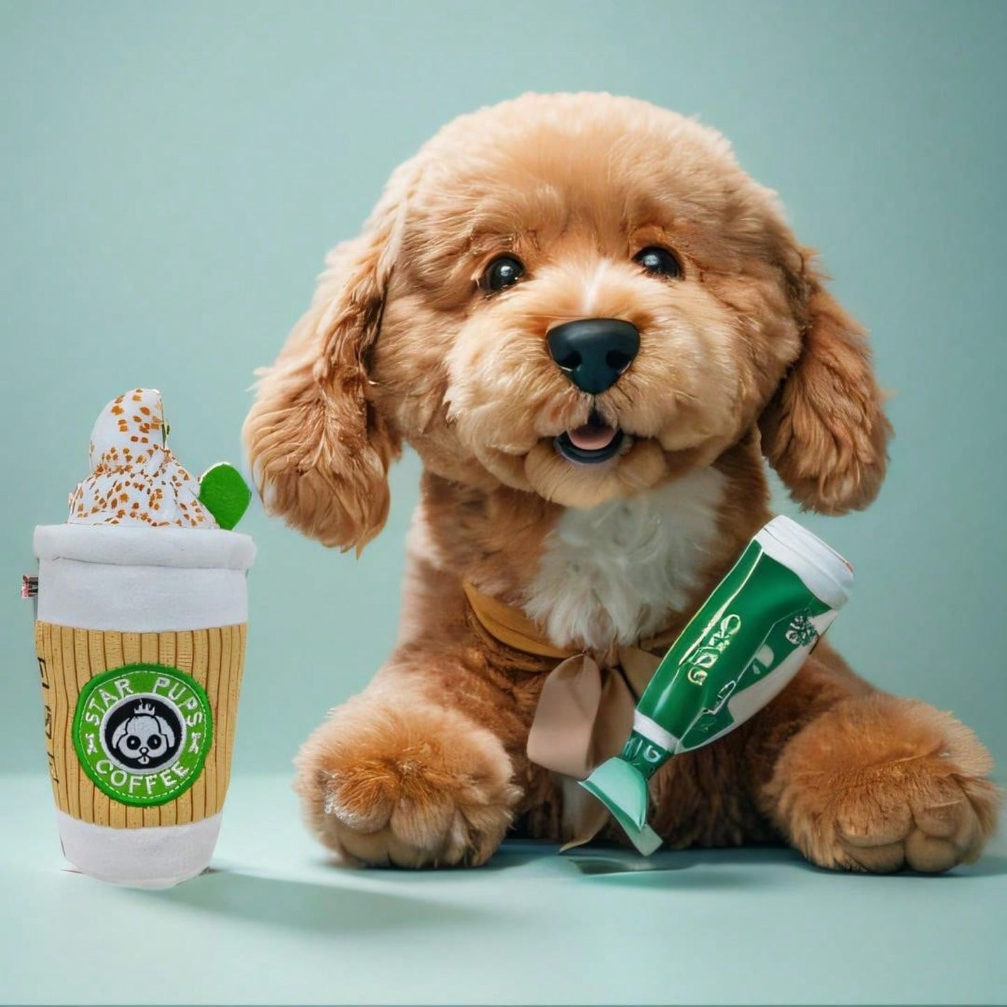 Pup'kin Spice Latte plišana igračka za pse – smiješna parodija škripave šalice za kavu za jesen