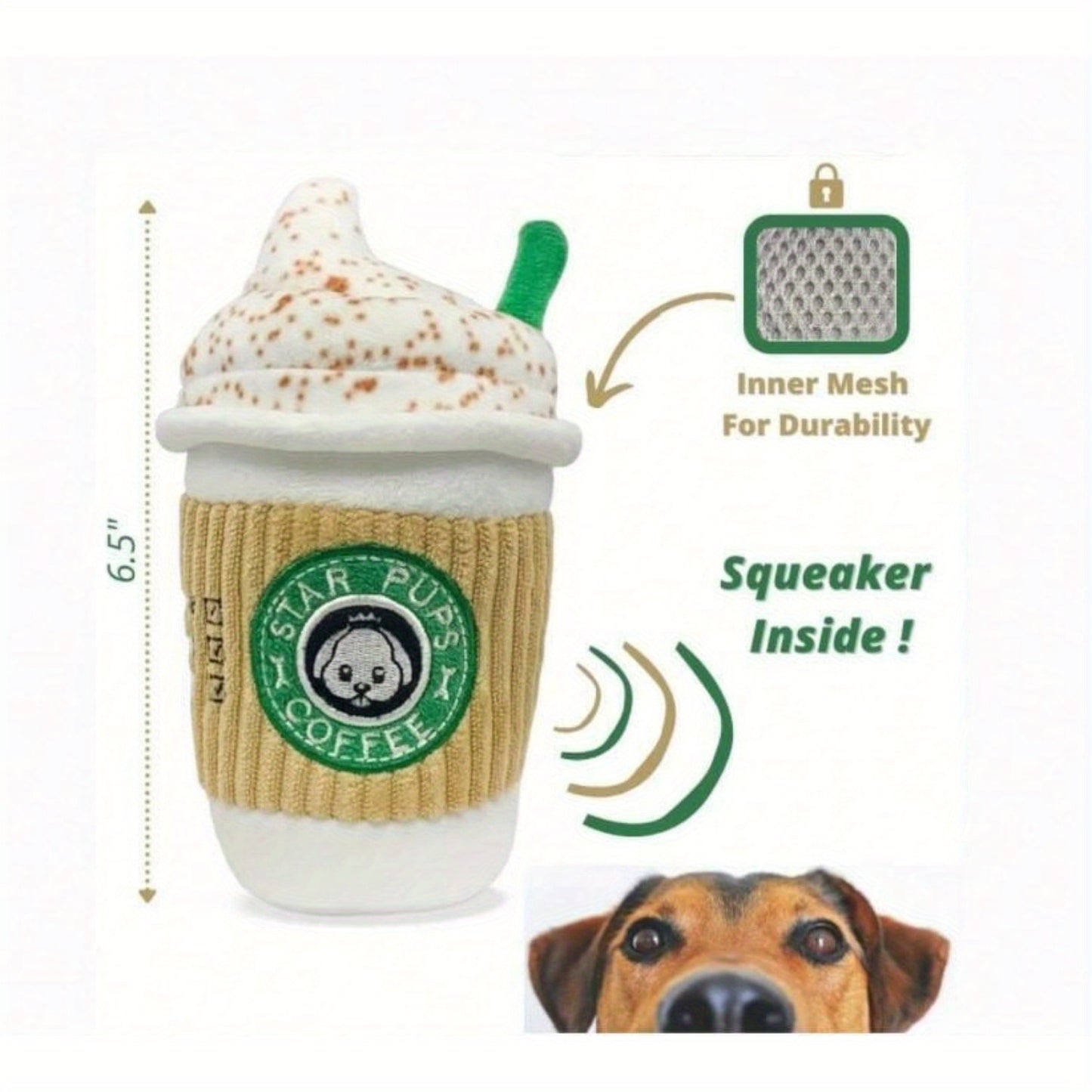 Pup'kin Spice Latte plišana igračka za pse – smiješna parodija škripave šalice za kavu za jesen