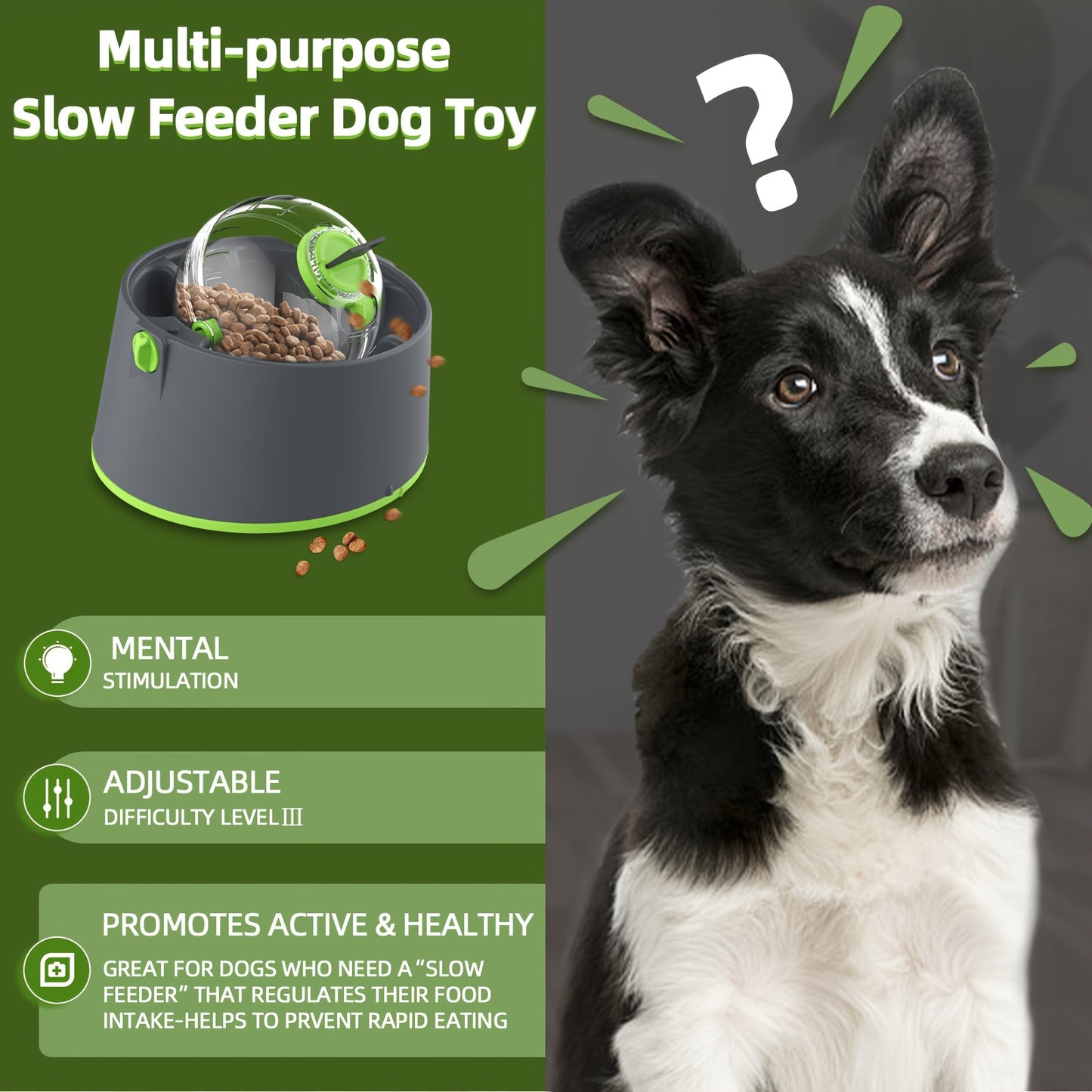 3-in-1 Tilt Slow Feeder Dog Bowl – Non-Skid Puzzle for Healthy Eating & Fun