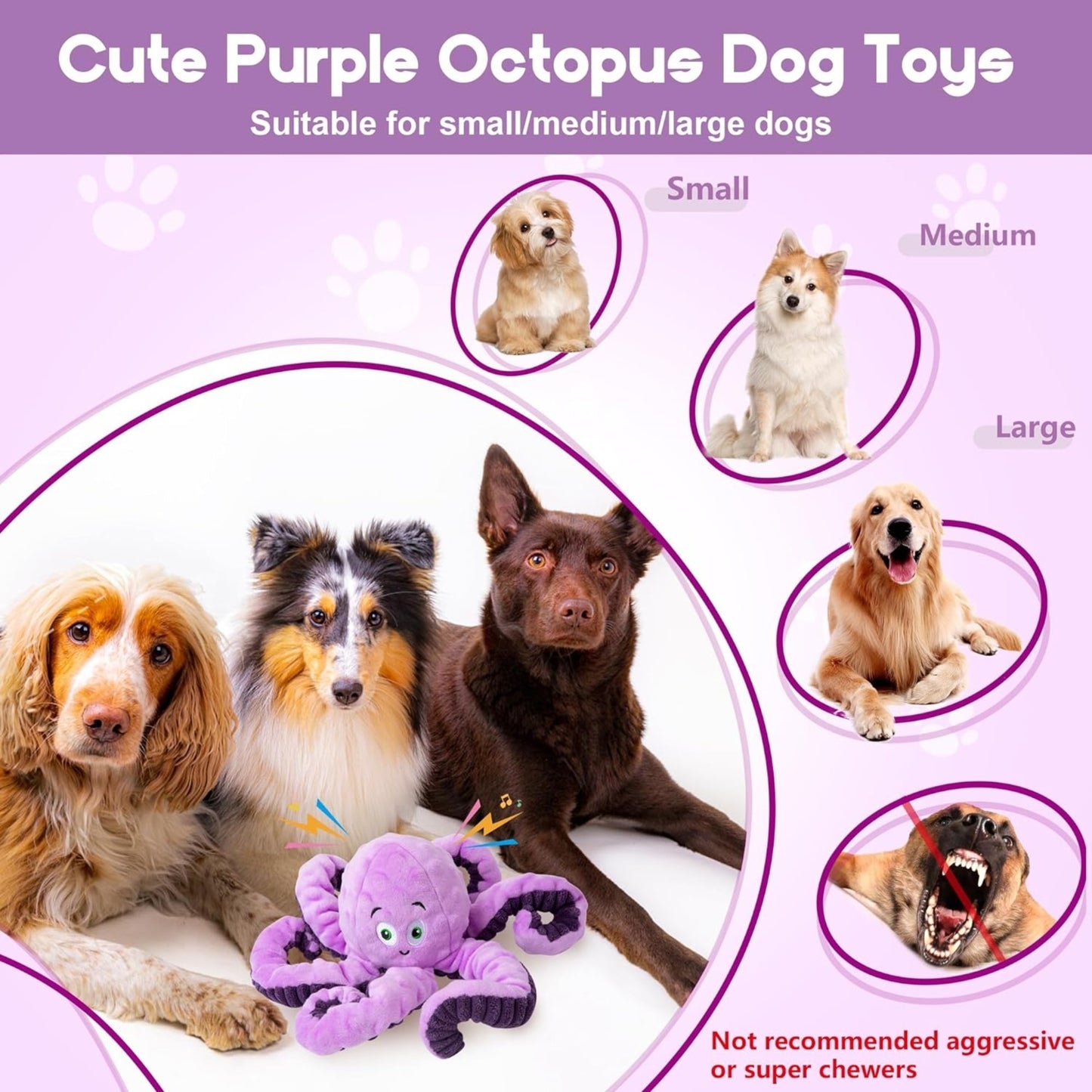 Floppy Squeaky Plush Octopus Dog Toy – Interactive Crinkle Chew for Anxiety Relief