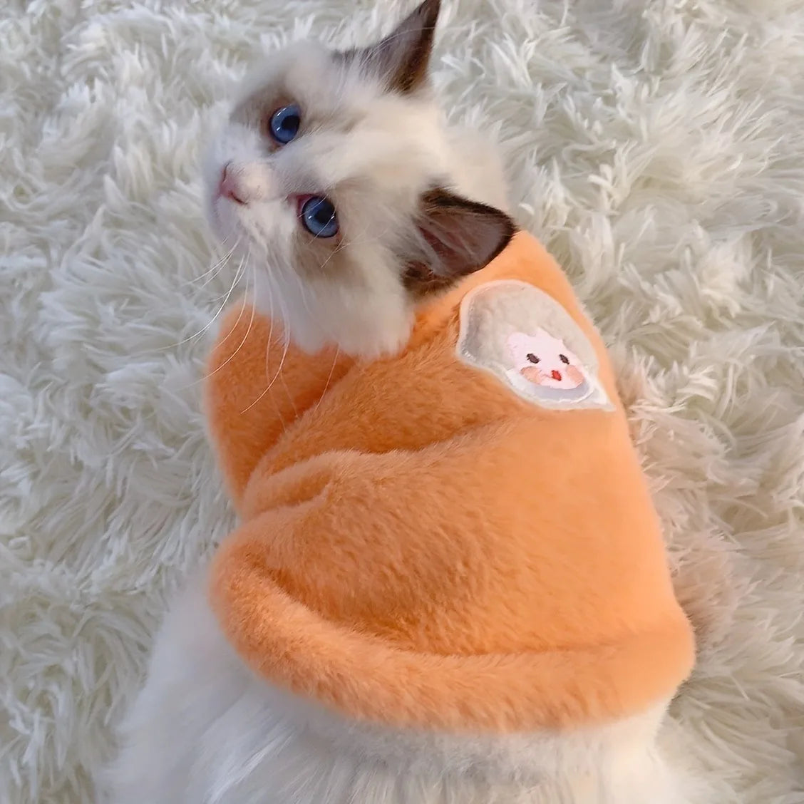 Warm Plush Cat Sweater Vest – Cozy Winter Clothing for Kittens & Small Cats