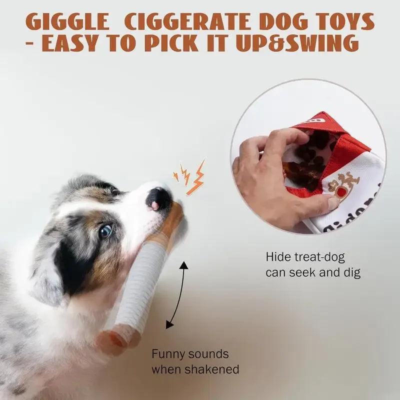 Giggling Cigarette Plush Dog Toy – Squeaky Chew for Hilarious Playtime