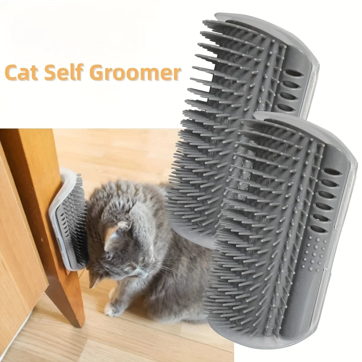 Cat Self Groomer Arch – Wall-Mounted Massage Brush & Scratching Pad Toy