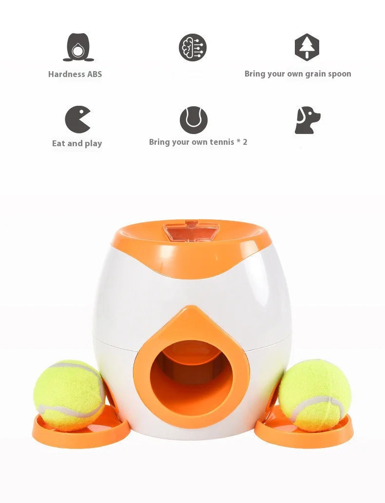Automatic Dog Tennis Ball Launcher with Treat Reward – USB Rechargeable Interactive Toy