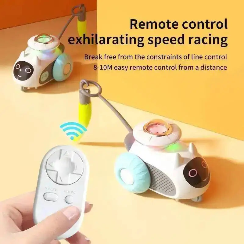 Remote Control Cat Teaser Car – Interactive LED Smart Toy with Tail for Cats