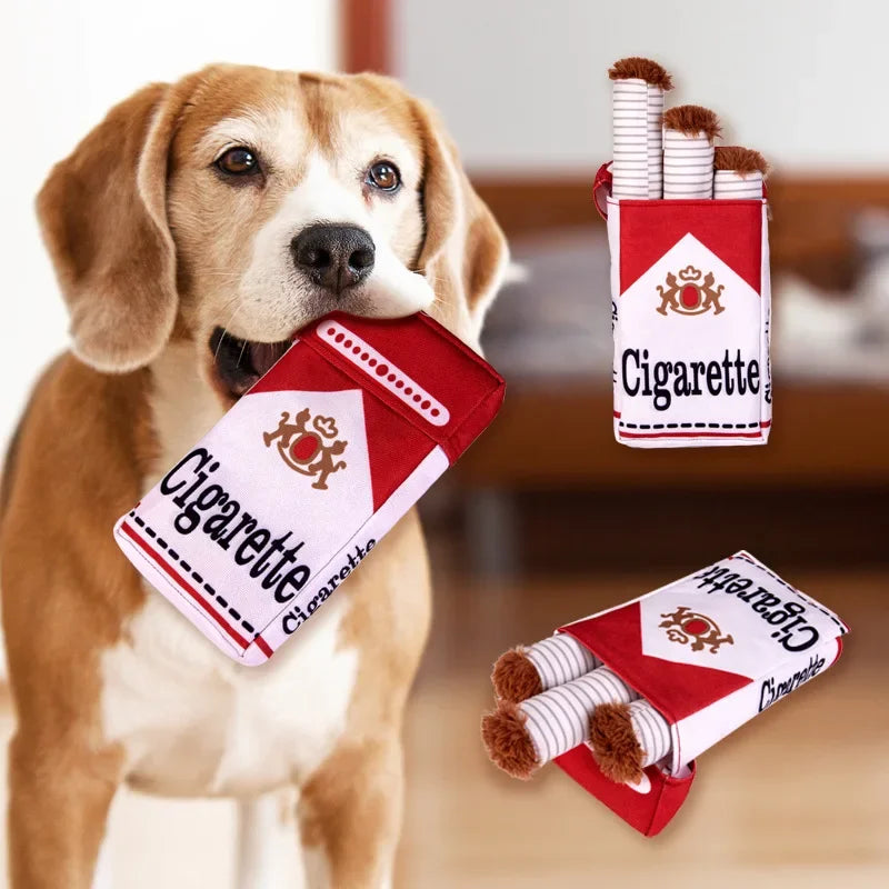 Giggling Cigarette Plush Dog Toy – Squeaky Chew for Hilarious Playtime