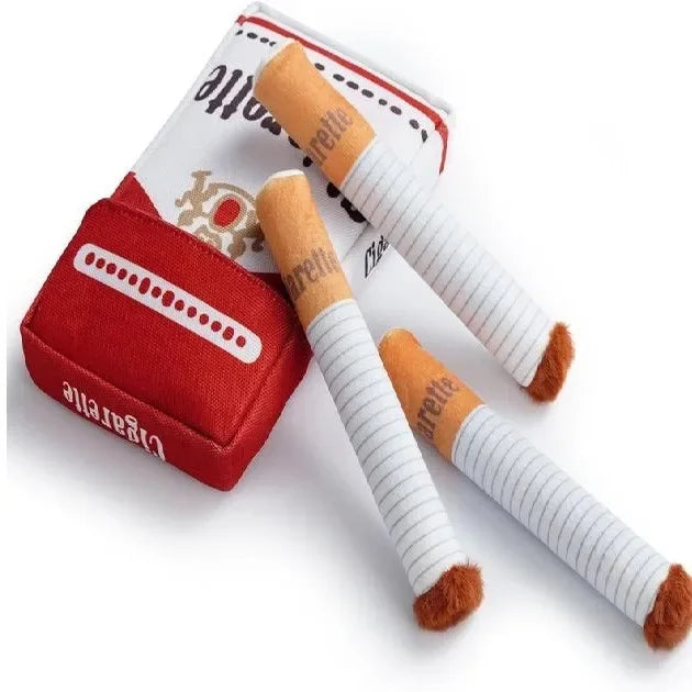Giggling Cigarette Plush Dog Toy – Squeaky Chew for Hilarious Playtime