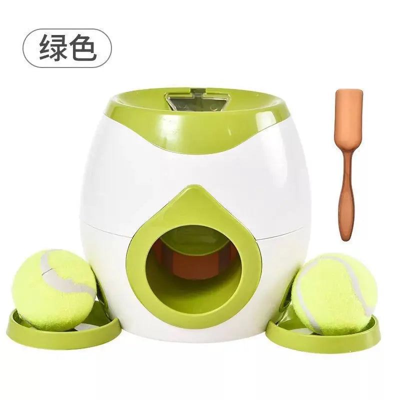 Automatic Dog Tennis Ball Launcher with Treat Reward – USB Rechargeable Interactive Toy