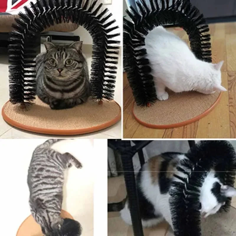 Cat Grooming Arch Toy – Self-Brush Massage Pad & Scratching Post for Cats