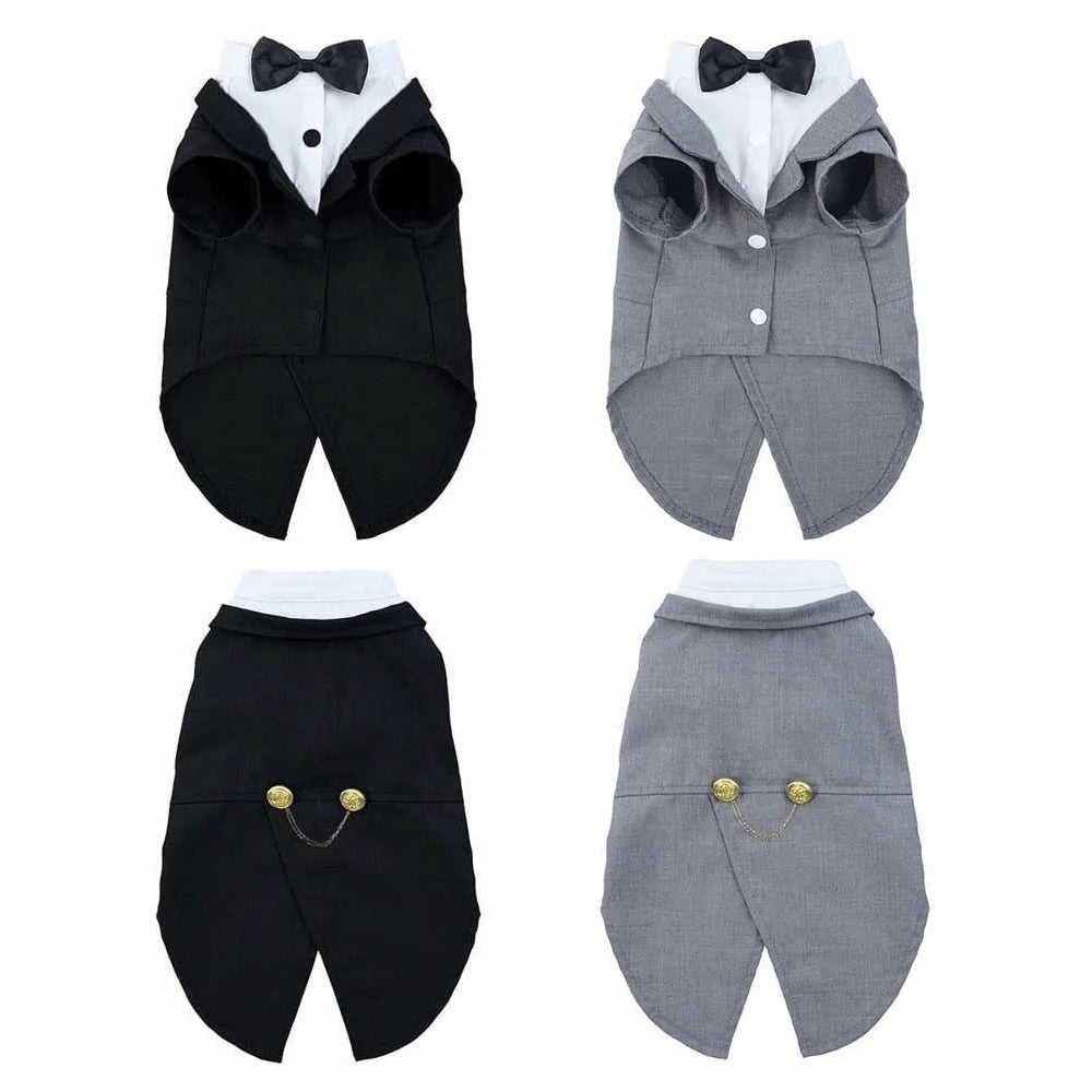 Funny Cat Birthday Suit with Tie – Wedding Vest & Bowknot Costume for Pets