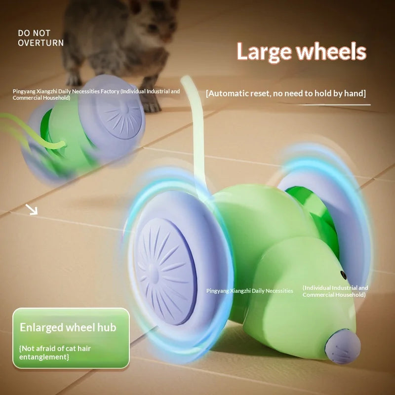 Remote Control Smart Cat Teaser Car – LED Interactive Toy with Tail & Obstacle Avoidance