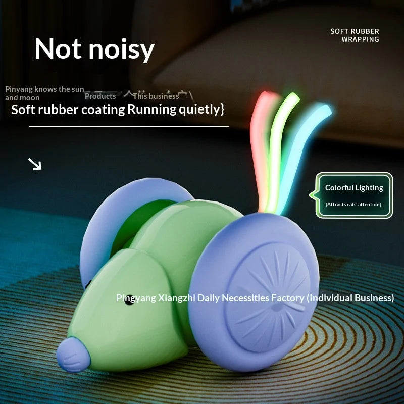 Remote Control Smart Cat Teaser Car – LED Interactive Toy with Tail & Obstacle Avoidance