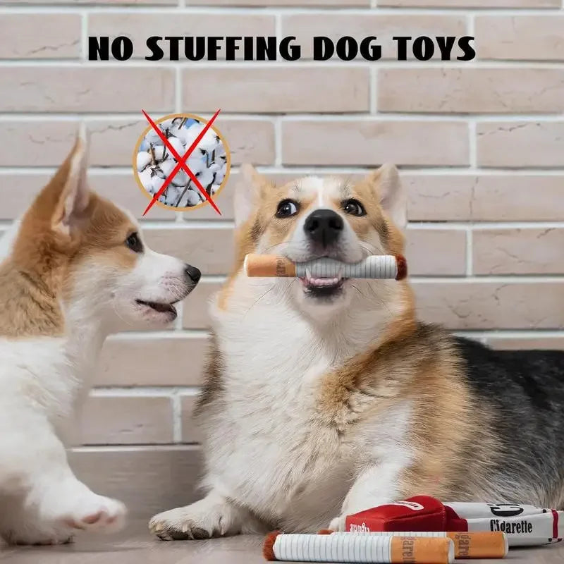 Giggling Cigarette Plush Dog Toy – Squeaky Chew for Hilarious Playtime