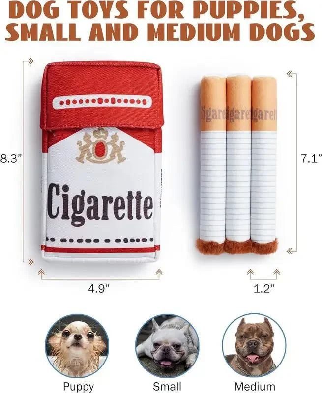 Giggling Cigarette Plush Dog Toy – Squeaky Chew for Hilarious Playtime
