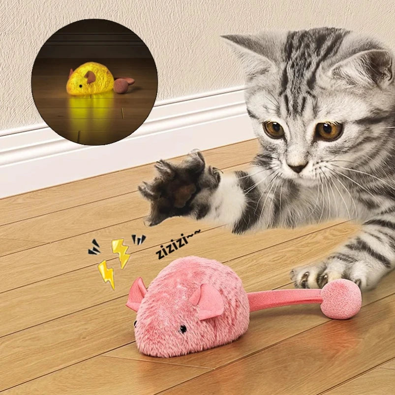 Interactive Squeaky Luminous Plush Mouse Cat Toy – Glow-in-Dark Chew Toy for Boredom Relief