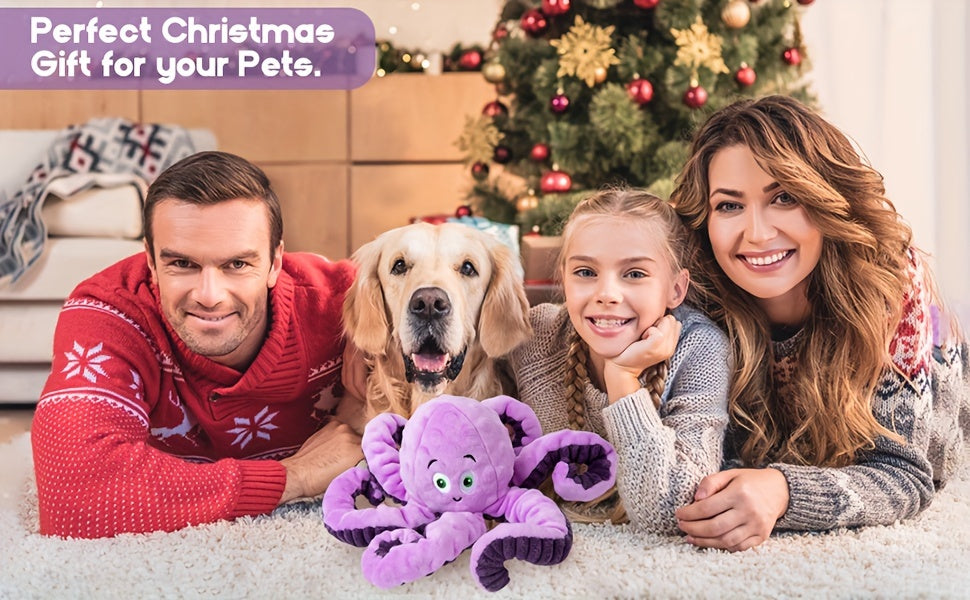 Floppy Squeaky Plush Octopus Dog Toy – Interactive Crinkle Chew for Anxiety Relief